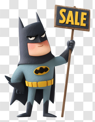 Batman Holding Sale Sign - Cartoon Batman Holding Sale Sign Transparent PNG