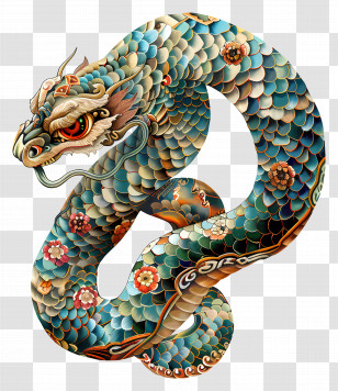 Chinese Zodiacs - Colorful Mythical Dragon With Scales Transparent PNG