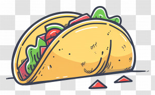 Taco - Illustration Of A Taco With Fresh Ingredients Transparent PNG