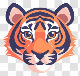 Tiger Head Illustration - Tiger Head Illustration With Bold Features Transparent PNG