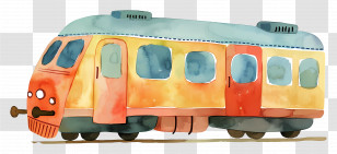 Train - Watercolor Cartoon Train Illustration Transparent PNG