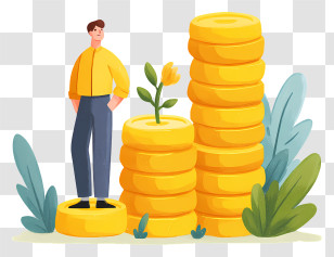 Income Growth Investment - Man Standing With Coins Transparent PNG