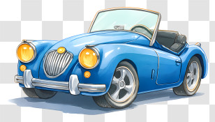 Convertible Sports Car - Retro Blue Convertible Car Transparent PNG