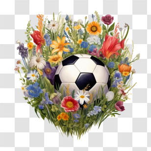 Football - Soccer Ball With Flowers Transparent PNG