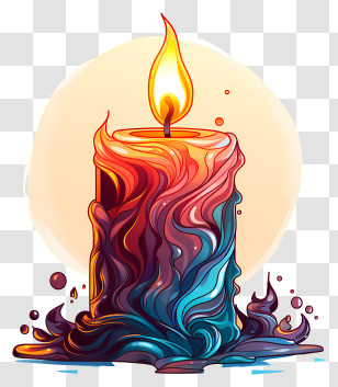 Candlelight - Colorful Candle With Melting Wax Transparent PNG