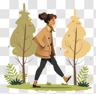 Walking Woman Cartoon - Woman Walking In Nature Transparent PNG