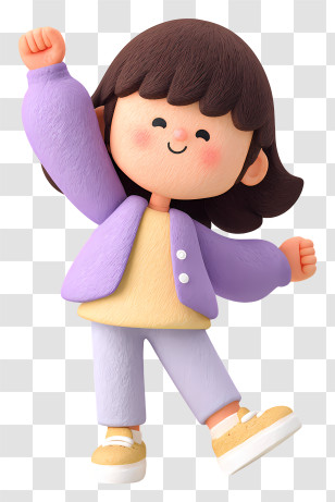 Girl Celebrating Success - Happy Girl In Purple Jacket Transparent PNG