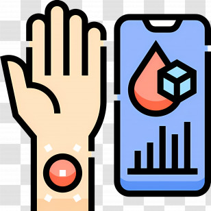 Diabetes - Blood Sugar Monitoring App With Hand Transparent PNG