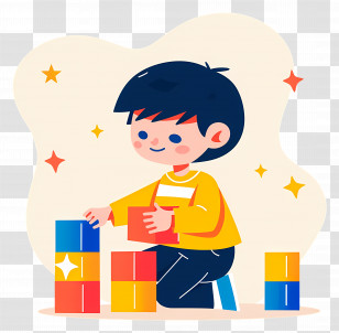 Child Playing Blocks - Child Playing With Colorful Blocks Transparent PNG