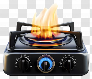 Gas Fuel Stove Fire - Gas Stove With Flame Illustration Transparent PNG