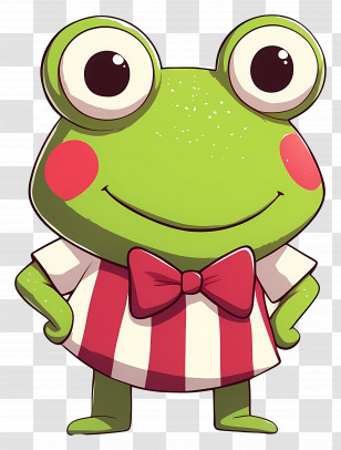 Keroppi - Cartoon Frog Wearing Red Bowtie Transparent PNG