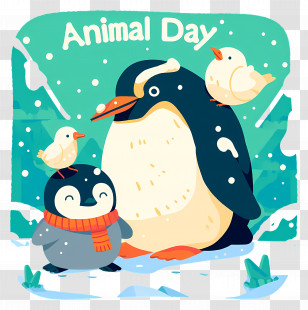 World Animal Day - Cute Penguins Celebrating Animal Day Transparent PNG