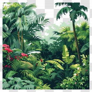 Dense Tropical Jungle - Jungle Landscape Illustration Transparent PNG