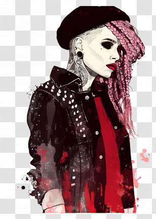 Punk Girl - Punk Girl With Braids Illustration Transparent PNG