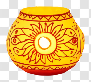 Yellow Vase - Decorative Lamp With Sunflower Pattern Transparent PNG