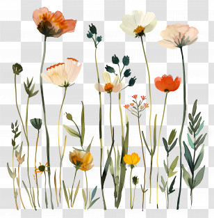 Wild Flower - Artistic Watercolor Wildflowers Illustration Transparent PNG