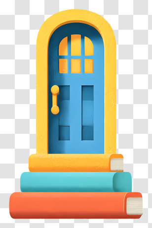 Door With Steps - Colorful Door With Book Steps Transparent PNG