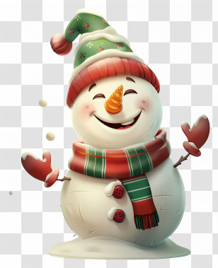 Christmas Snowman - Cheerful Snowman With Festive Accessories Transparent PNG