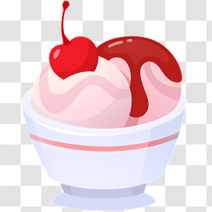 Icon - Ice Cream Sundae With Cherry On Top Transparent PNG