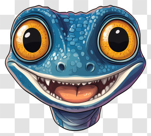 Quirky Lizard - Smiling Blue Lizard Cartoon Transparent PNG