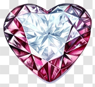 Hand Drawn Valentine Heart Diamond - Heart-Shaped Pink And Clear Gemstone Transparent PNG