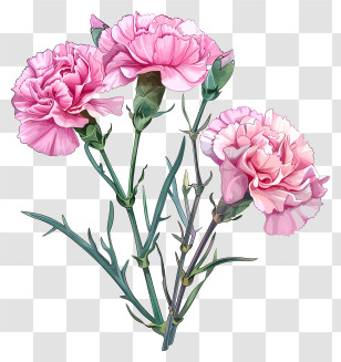 Carnation - Pink Carnation Flowers Illustration Transparent PNG