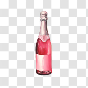 Champagne - Pink Sparkling Wine Bottle Illustration Transparent PNG