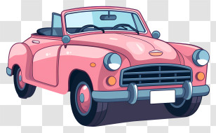 Pastel Cartoon Car - Cartoon Pink Convertible Car Illustration Transparent PNG