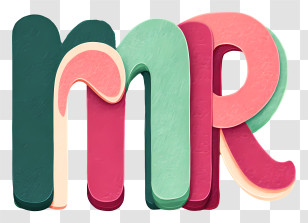 Mr Logo - 3D Pastel 'MR' Lettering Transparent PNG