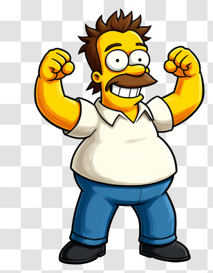 Homer Simpson - Smiling Yellow Man With Mustache Transparent PNG