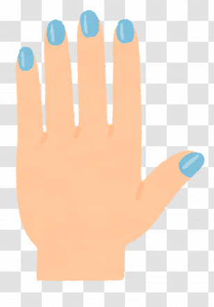 Hand - Minimalist Hand With Polished Blue Nails Transparent PNG
