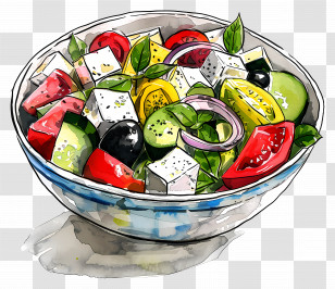Greek Salad - Colorful Salad Bowl With Vegetables Transparent PNG