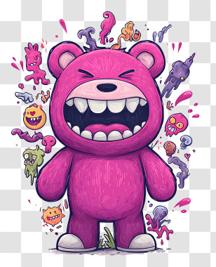 Gloomy Bear - Pink Bear With Open Mouth Cartoon Transparent PNG