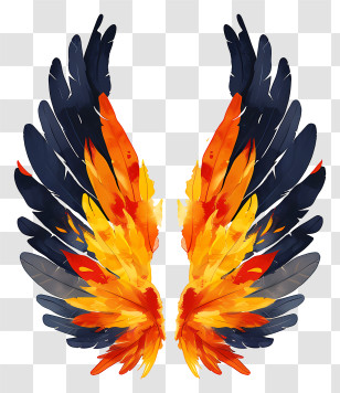 Fire Wings - Fiery And Colorful Artistic Wings Illustration Transparent PNG