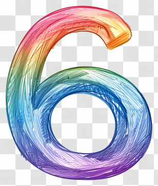 Number 6 - Colorful Rainbow Number 6 Illustration Transparent PNG