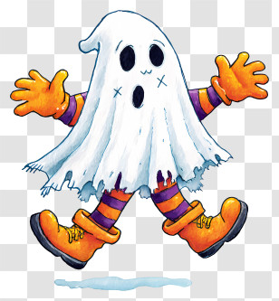 Halloween Ghost - Playful Ghost With Orange Boots Transparent PNG