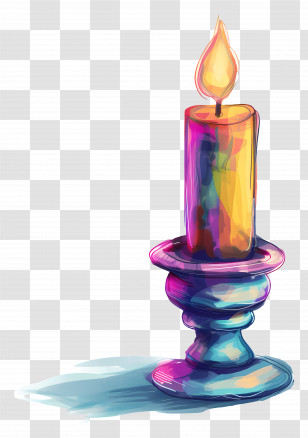 Candle - Colorful Candle With Artistic Flame Transparent PNG