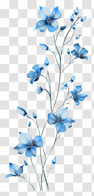Blue Flowers - Delicate Blue Flowers Illustration Transparent PNG
