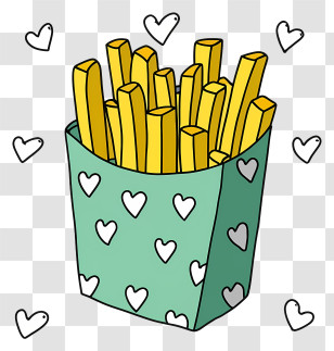 Cartoon - Box Of Yellow French Fries Transparent PNG