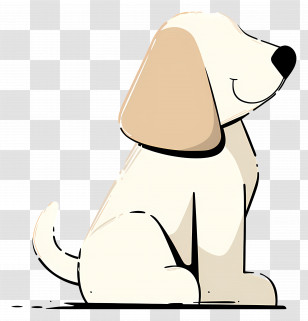 White Sitting Dog - Adorable Cartoon Dog Illustration Transparent PNG