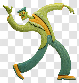 Dabbing Zombie - Stylized Zombie In Motion Transparent PNG