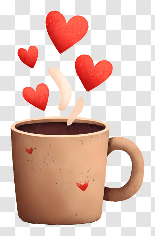 Coffee Mug With Hearts - Coffee Cup With Hearts Transparent PNG