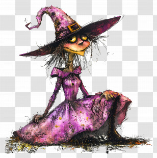 Pink - Witch In Purple Dress Transparent PNG