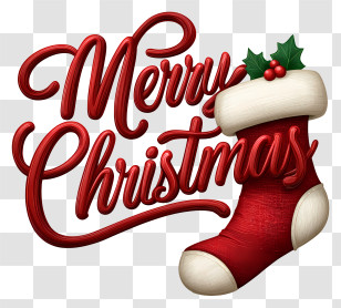 Merry Christmas Lettering - Merry Christmas Stocking Lettering Transparent PNG