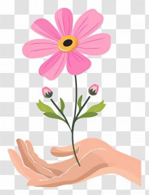 World Kindness Day - Pink Flower In Open Hand Transparent PNG