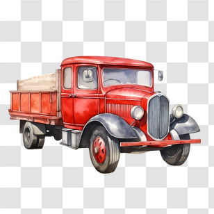 Vintage Truck - Retro Classic Red Truck Transparent PNG
