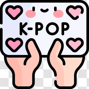 Kpop - Cute K-POP Sign With Hearts Transparent PNG