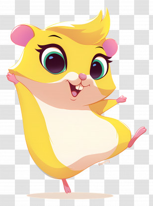 Yellow Hamster - Happy Golden Hamster Cartoon Illustration Transparent PNG