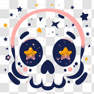 Halloween Skull - Starry Skull Cartoon Illustration Transparent PNG