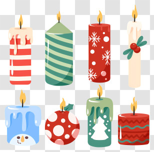 Colorful Candles - Festive Holiday Candles Collection Transparent PNG